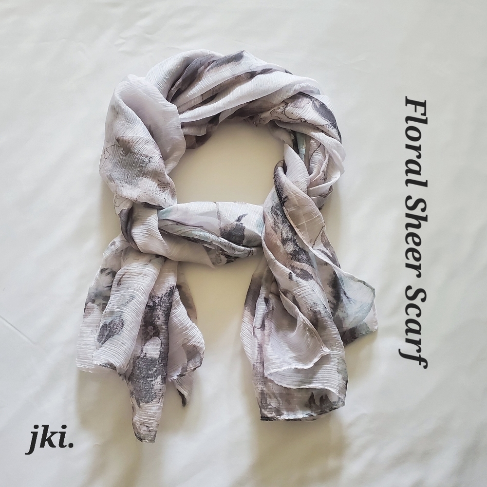 Women's Scarf Floral Sheer Lavender